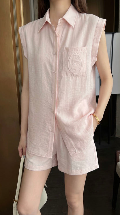 Dior Embroidered Logo Pocket Shirt Set