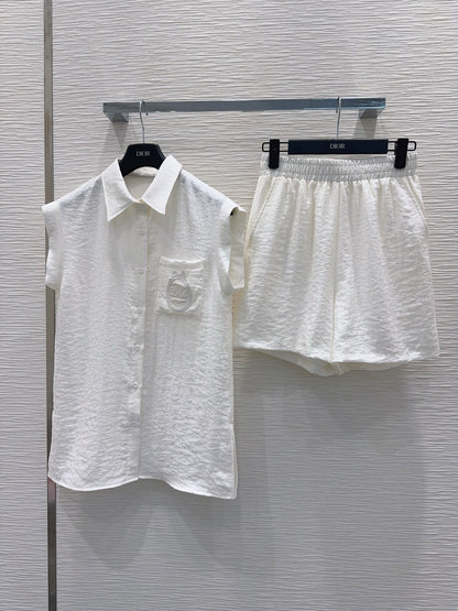 Dior Embroidered Logo Pocket Shirt Set