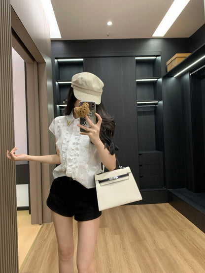 Valentino V-Logo Sleeveless Lace Blouse