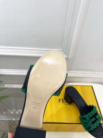 Fendi Embroidered Cutout Block Heel Sandals – Spring/Summer Collection – 26SS