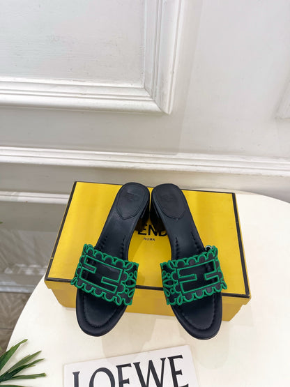 Fendi Embroidered Cutout Block Heel Sandals – Spring/Summer Collection – 26SS