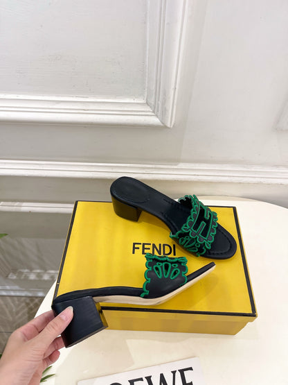 Fendi Embroidered Cutout Block Heel Sandals – Spring/Summer Collection – 26SS