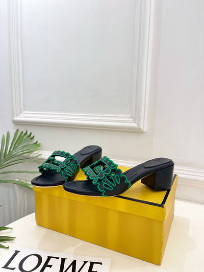 Fendi Embroidered Cutout Block Heel Sandals – Spring/Summer Collection – 26SS