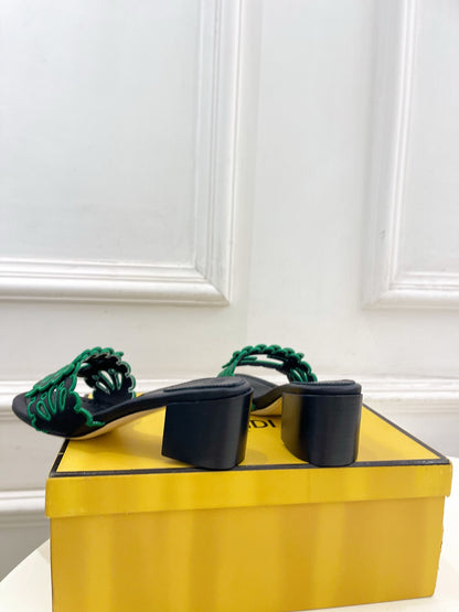 Fendi Embroidered Cutout Block Heel Sandals – Spring/Summer Collection – 26SS