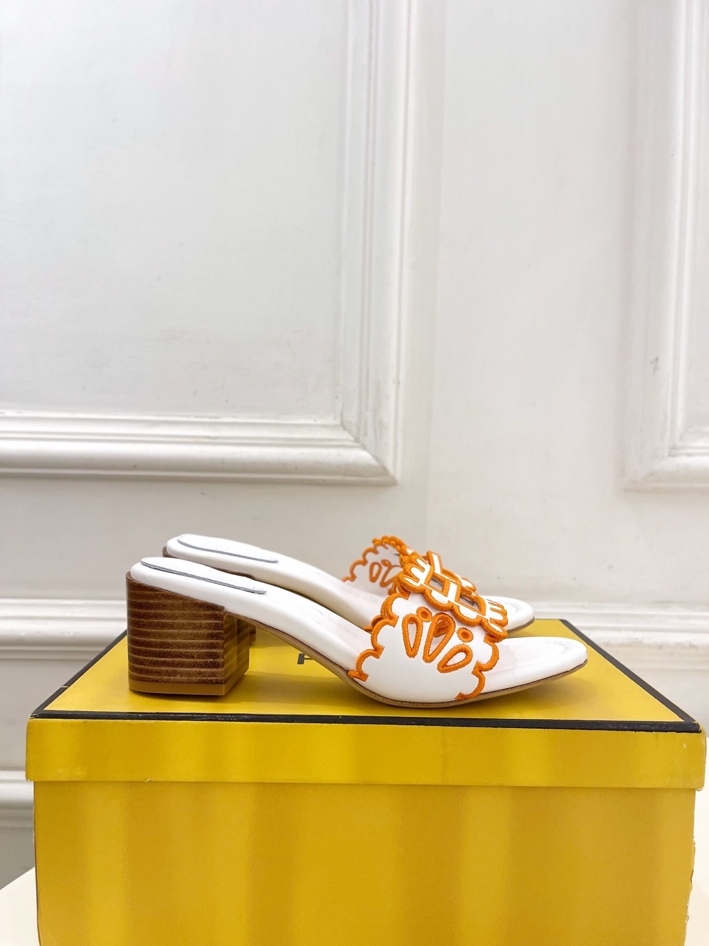 Fendi Embroidered Cutout Block Heel Sandals – Spring/Summer Collection – 26SS