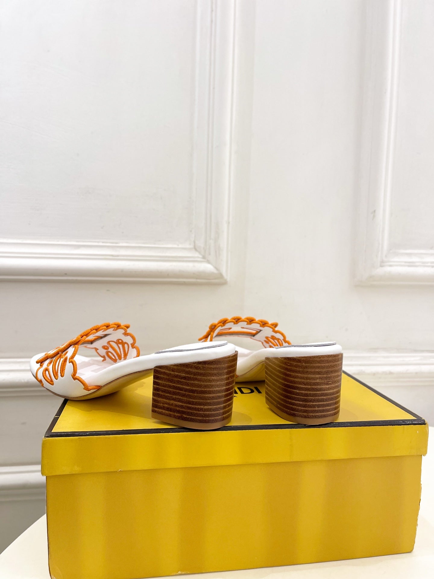 Fendi Embroidered Cutout Block Heel Sandals – Spring/Summer Collection – 26SS