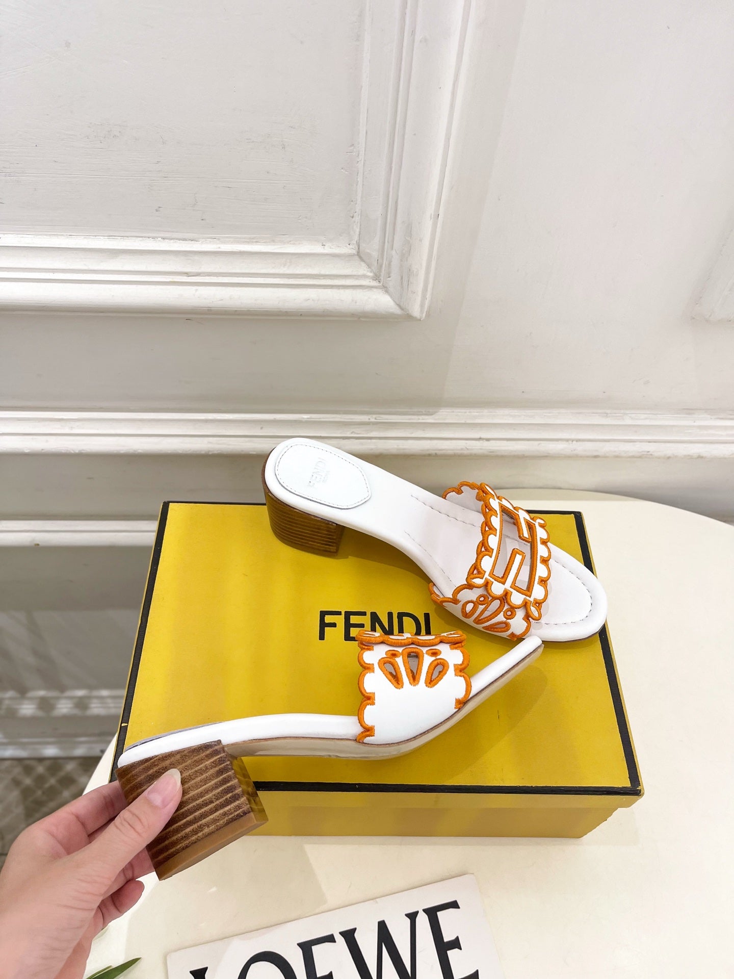 Fendi Embroidered Cutout Block Heel Sandals – Spring/Summer Collection – 26SS
