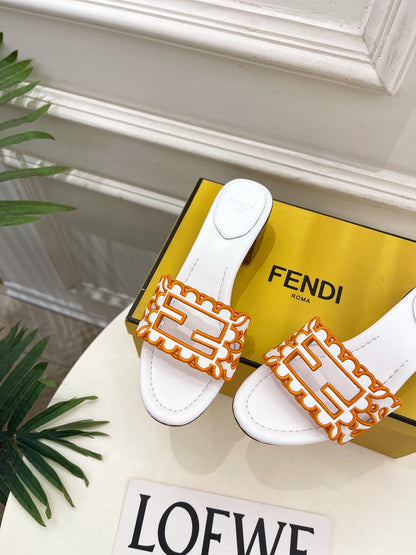 Fendi Embroidered Cutout Block Heel Sandals – Spring/Summer Collection – 26SS
