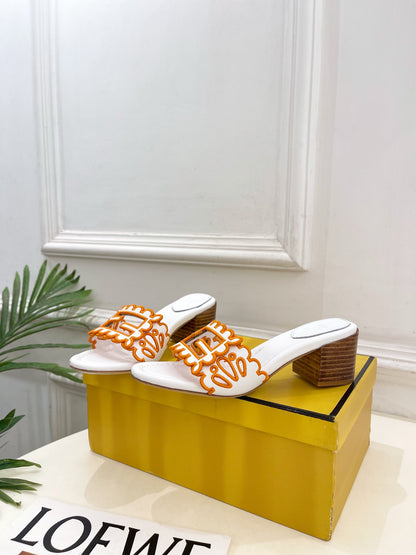 Fendi Embroidered Cutout Block Heel Sandals – Spring/Summer Collection – 26SS