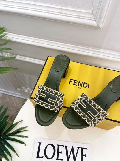 Fendi Embroidered Cutout Block Heel Sandals – Spring/Summer Collection – 26SS