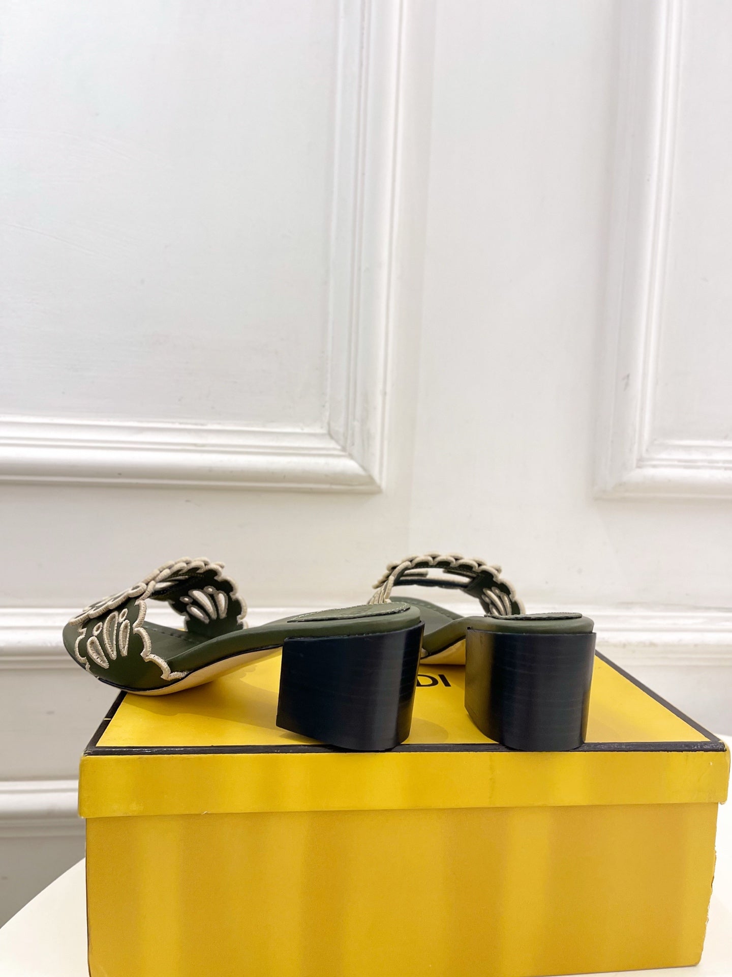 Fendi Embroidered Cutout Block Heel Sandals – Spring/Summer Collection – 26SS