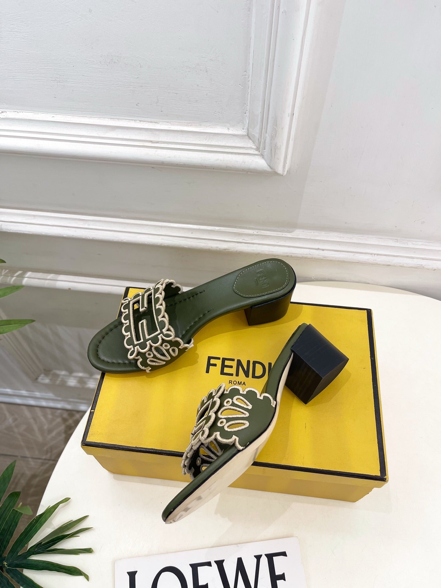 Fendi Embroidered Cutout Block Heel Sandals – Spring/Summer Collection – 26SS