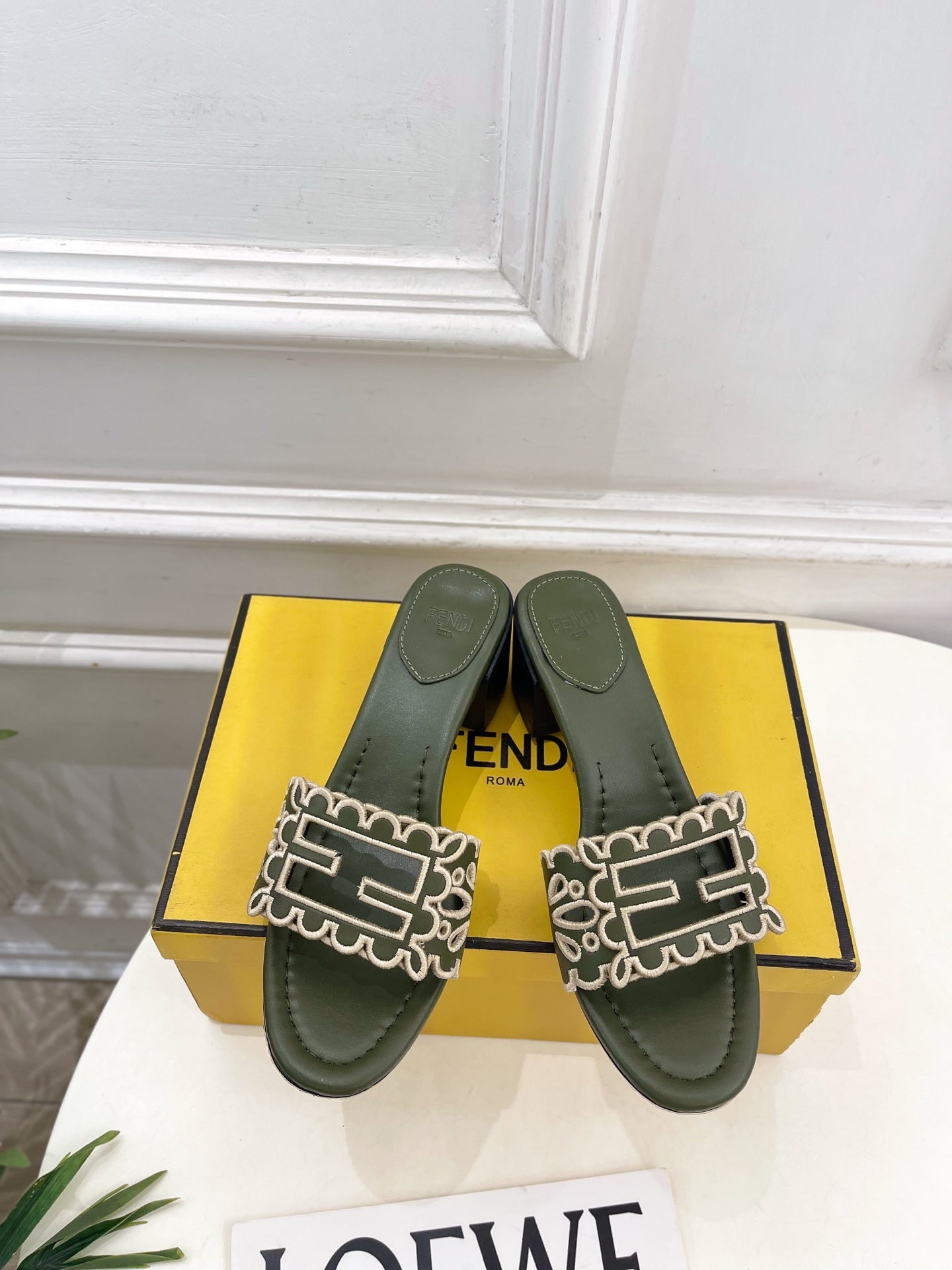 Fendi Embroidered Cutout Block Heel Sandals – Spring/Summer Collection – 26SS