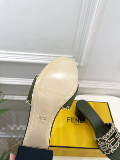 Fendi Embroidered Cutout Block Heel Sandals – Spring/Summer Collection – 26SS