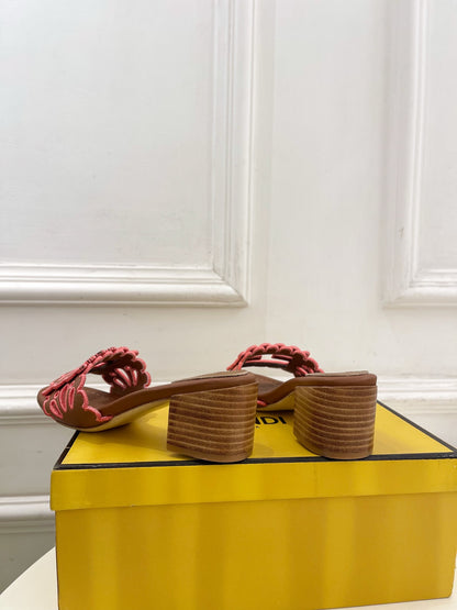 Fendi Embroidered Cutout Block Heel Sandals – Spring/Summer Collection – 26SS