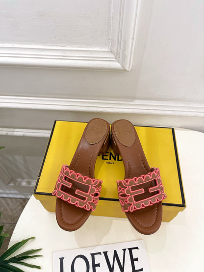 Fendi Embroidered Cutout Block Heel Sandals – Spring/Summer Collection – 26SS