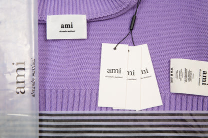 Ami Paris Classic Heart Embroidered Cardigan Sweater