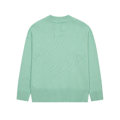 Ami Paris Classic Heart Embroidered Cardigan Sweater