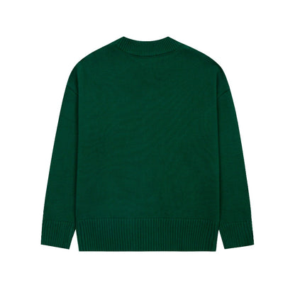 Ami Paris Classic Heart Embroidered Cardigan Sweater