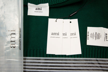 Ami Paris Classic Heart Embroidered Cardigan Sweater