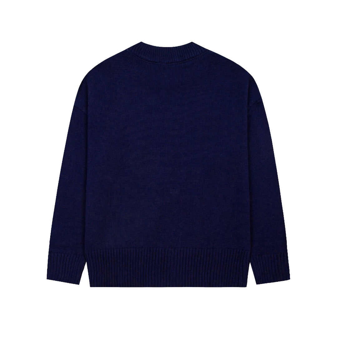 Ami Paris Classic Heart Embroidered Cardigan Sweater