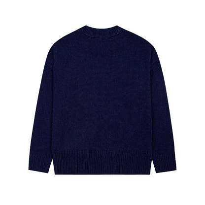 Ami Paris Classic Heart Embroidered Cardigan Sweater