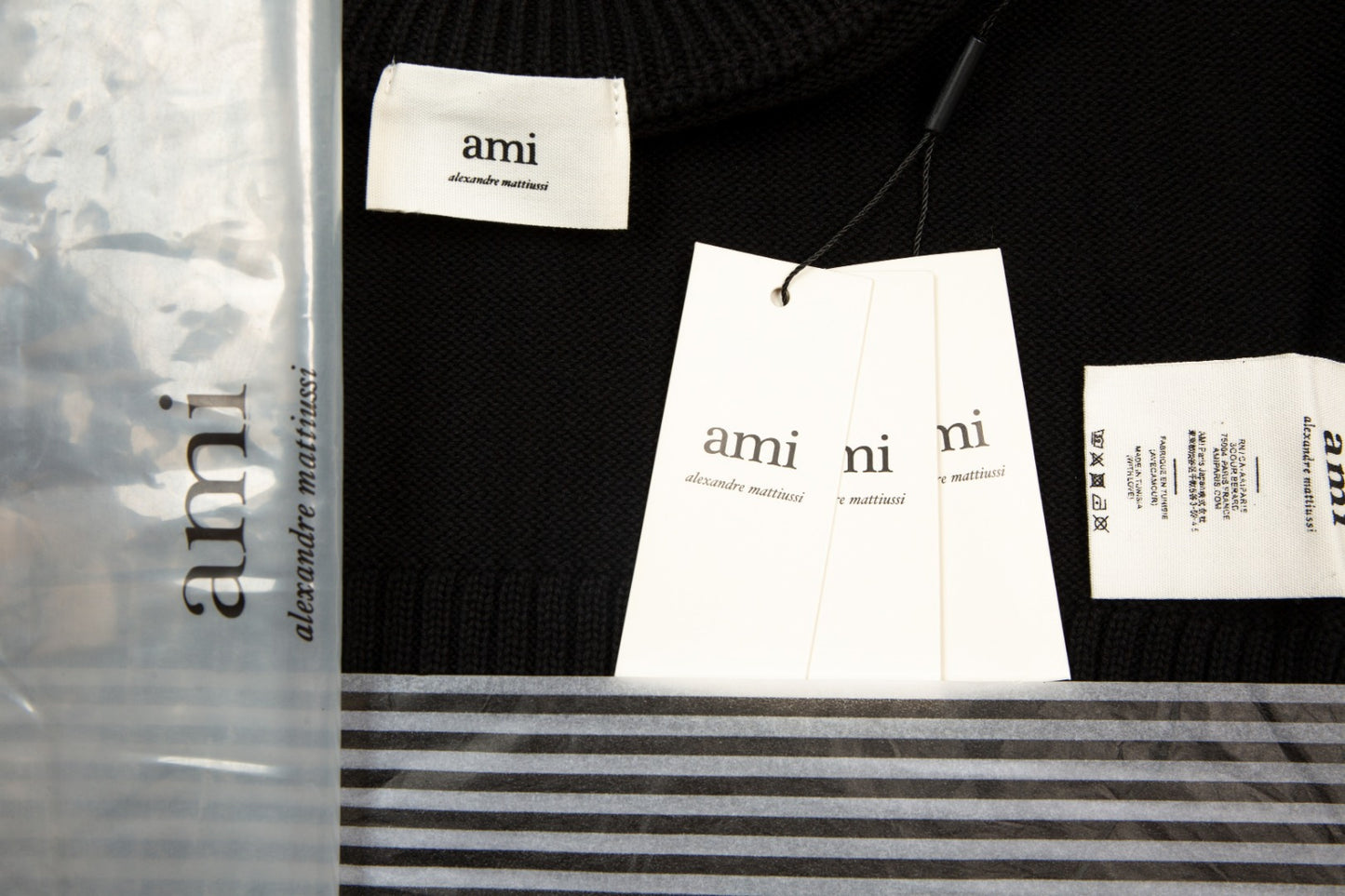 Ami Paris Classic Heart Embroidered Cardigan Sweater