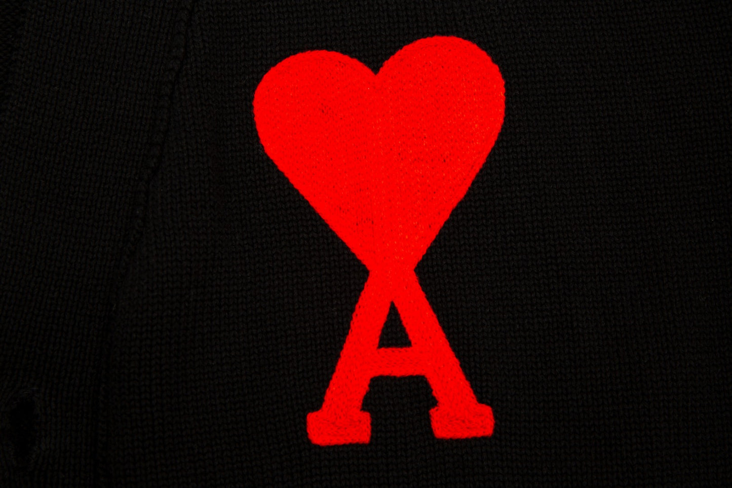 Ami Paris Classic Heart Embroidered Cardigan Sweater