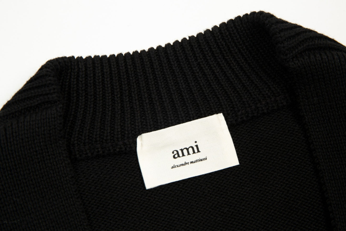 Ami Paris Classic Heart Embroidered Cardigan Sweater