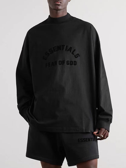Fear of God ESSENTIALS Logo Mock Neck Long Sleeve T-Shirt – New Collection