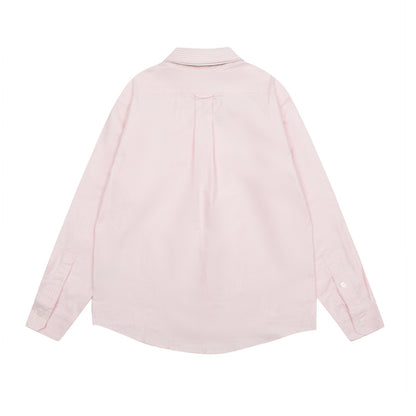 AMI Paris Small Heart Embroidered Striped Long Sleeve Shirt