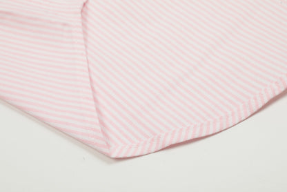 AMI Paris Small Heart Embroidered Striped Long Sleeve Shirt