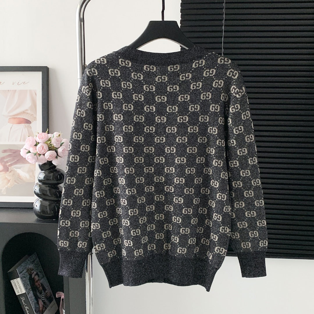 Gucci Silver Thread Jacquard Crewneck Sweater – Autumn/Winter Collection