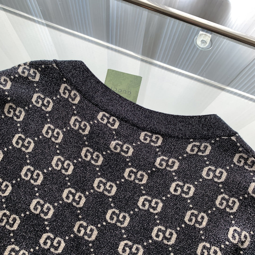 Gucci Silver Thread Jacquard Crewneck Sweater – Autumn/Winter Collection