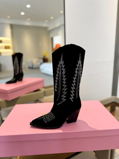 Paris Texas Embroidered Knee-High Boots