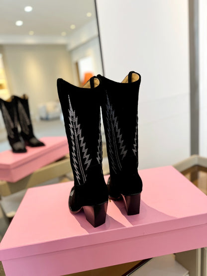 Paris Texas Embroidered Knee-High Boots