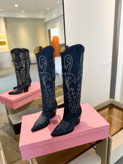 Paris Texas Embroidered Knee-High Boots