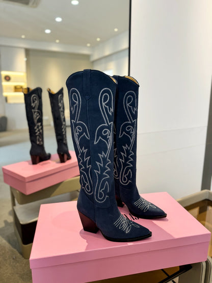 Paris Texas Embroidered Knee-High Boots