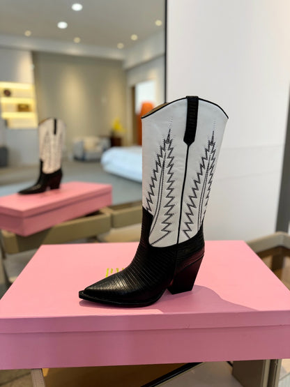 Paris Texas Suede Embroidered Knee-High Boots