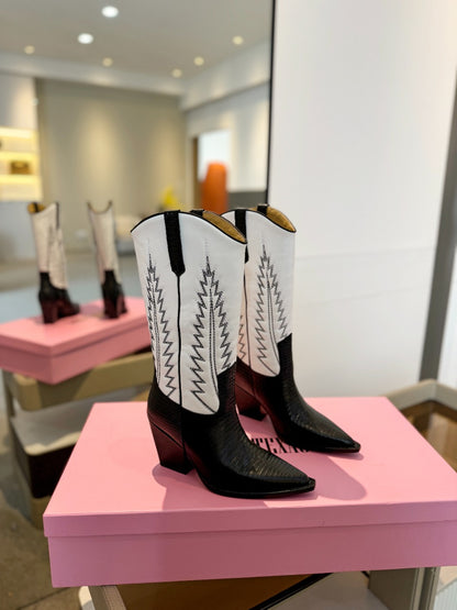 Paris Texas Suede Embroidered Knee-High Boots