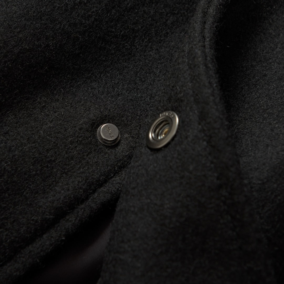 Fendi Black Wool Lapel Bomber Jacket