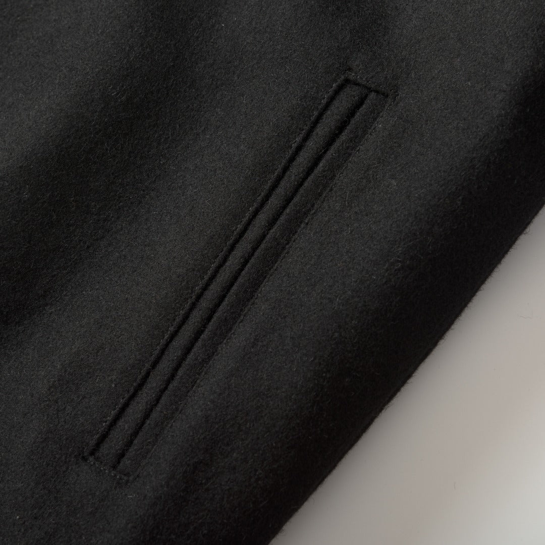 Fendi Black Wool Lapel Bomber Jacket
