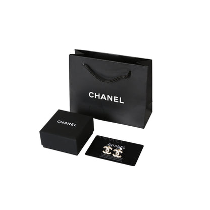 Chanel Classic Logo Rhinestone Earrings