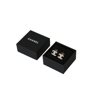 Chanel Classic Logo Rhinestone Earrings