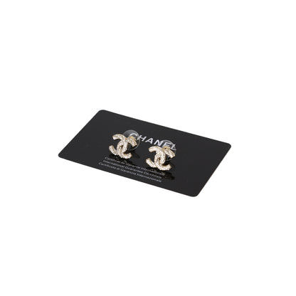 Chanel Classic Logo Rhinestone Earrings