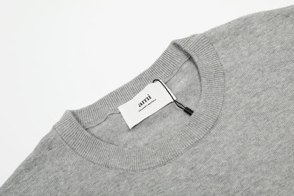 Ami Paris Classic Heart Embroidered Knit T-Shirt – 2025SS