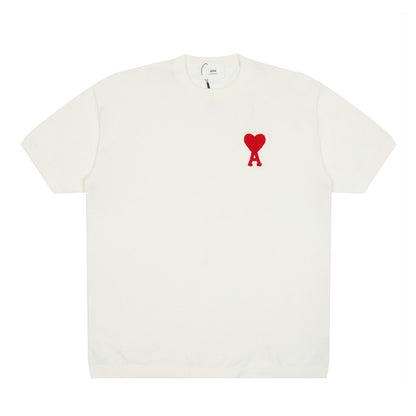 Ami Paris Classic Heart Embroidered Knit T-Shirt – 2025SS