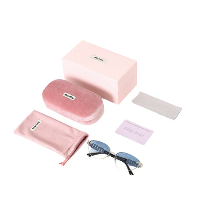 Miu Miu Logo Design Oval Metal Sunglasses