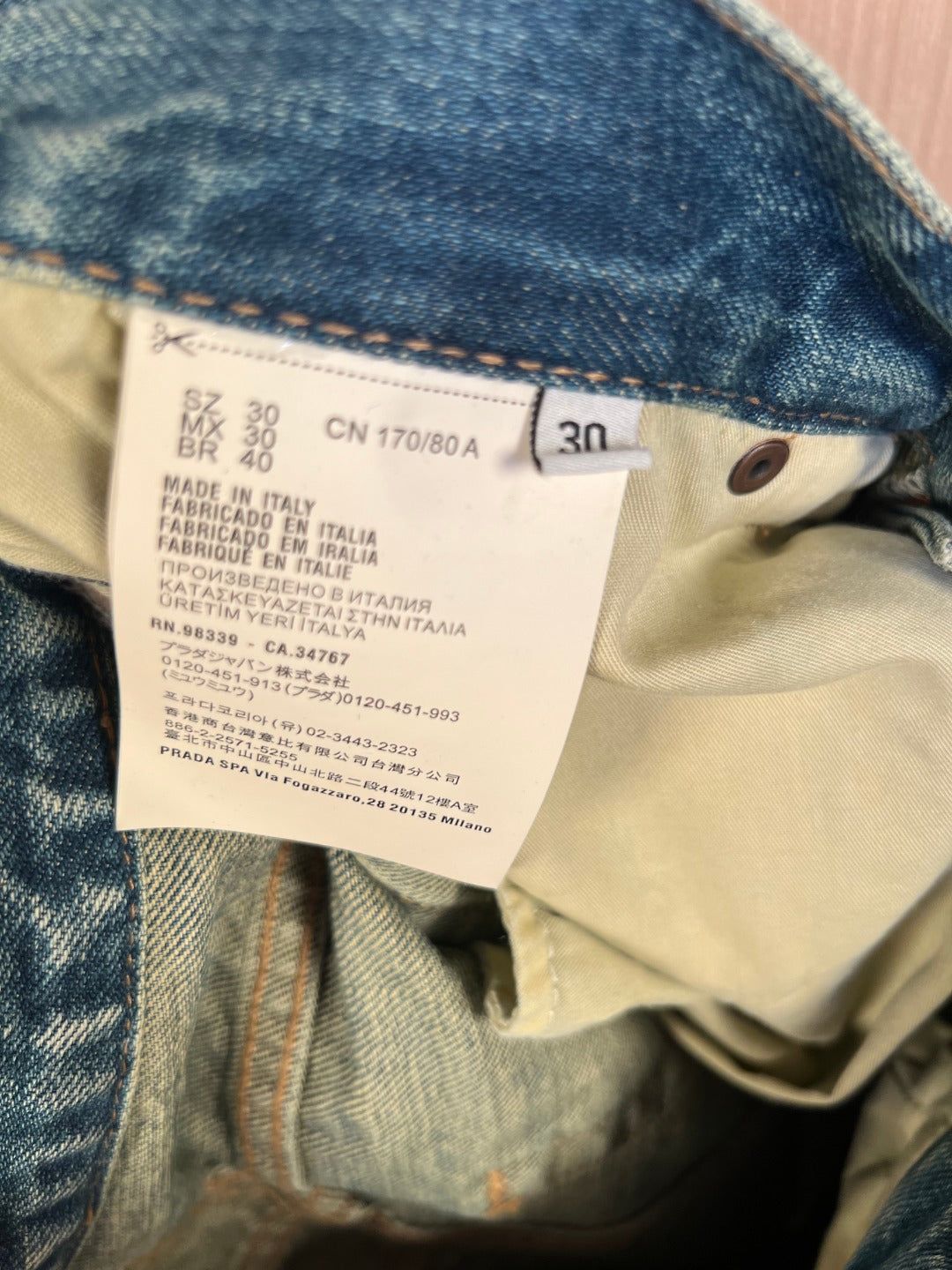 Prada Washed Distressed Vintage Jeans – 25FW