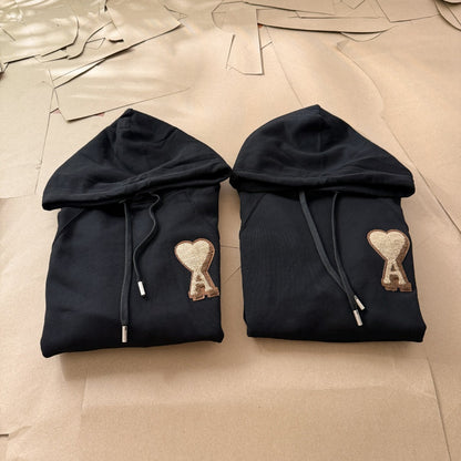 Ami Paris Towel Embroidered Heart Boxy Hoodie – 25FW